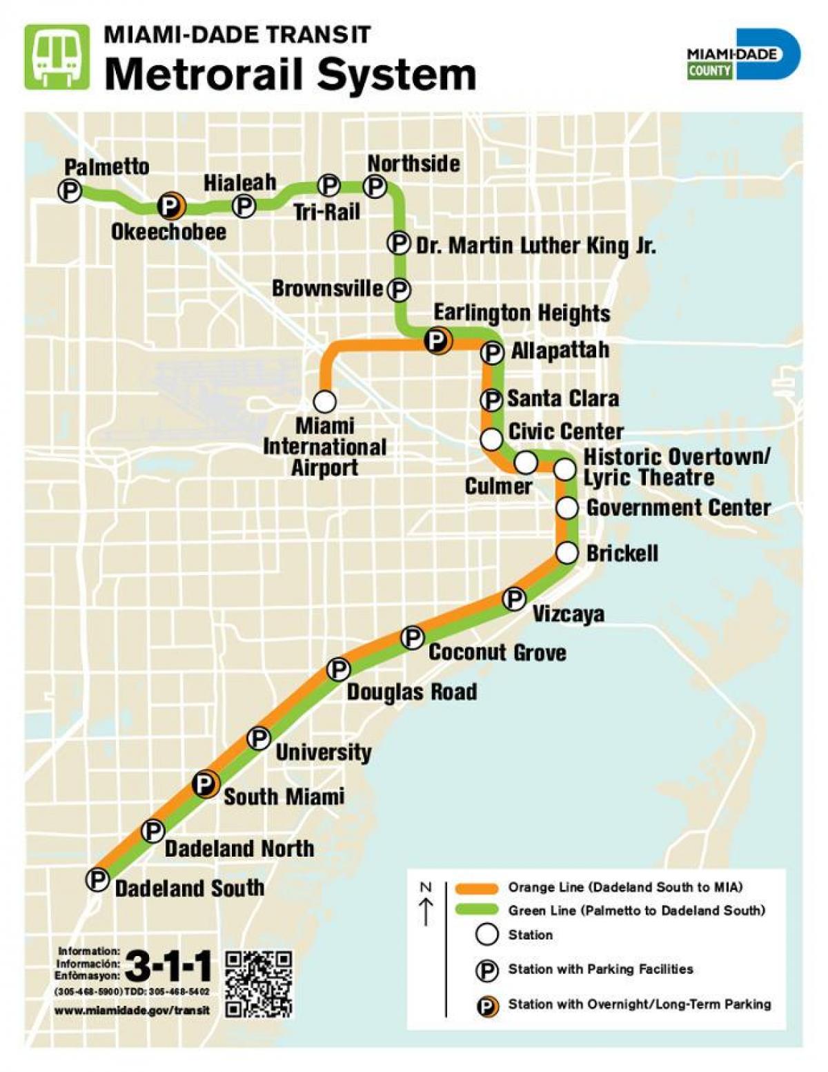 Plan des stations de metro de Miami