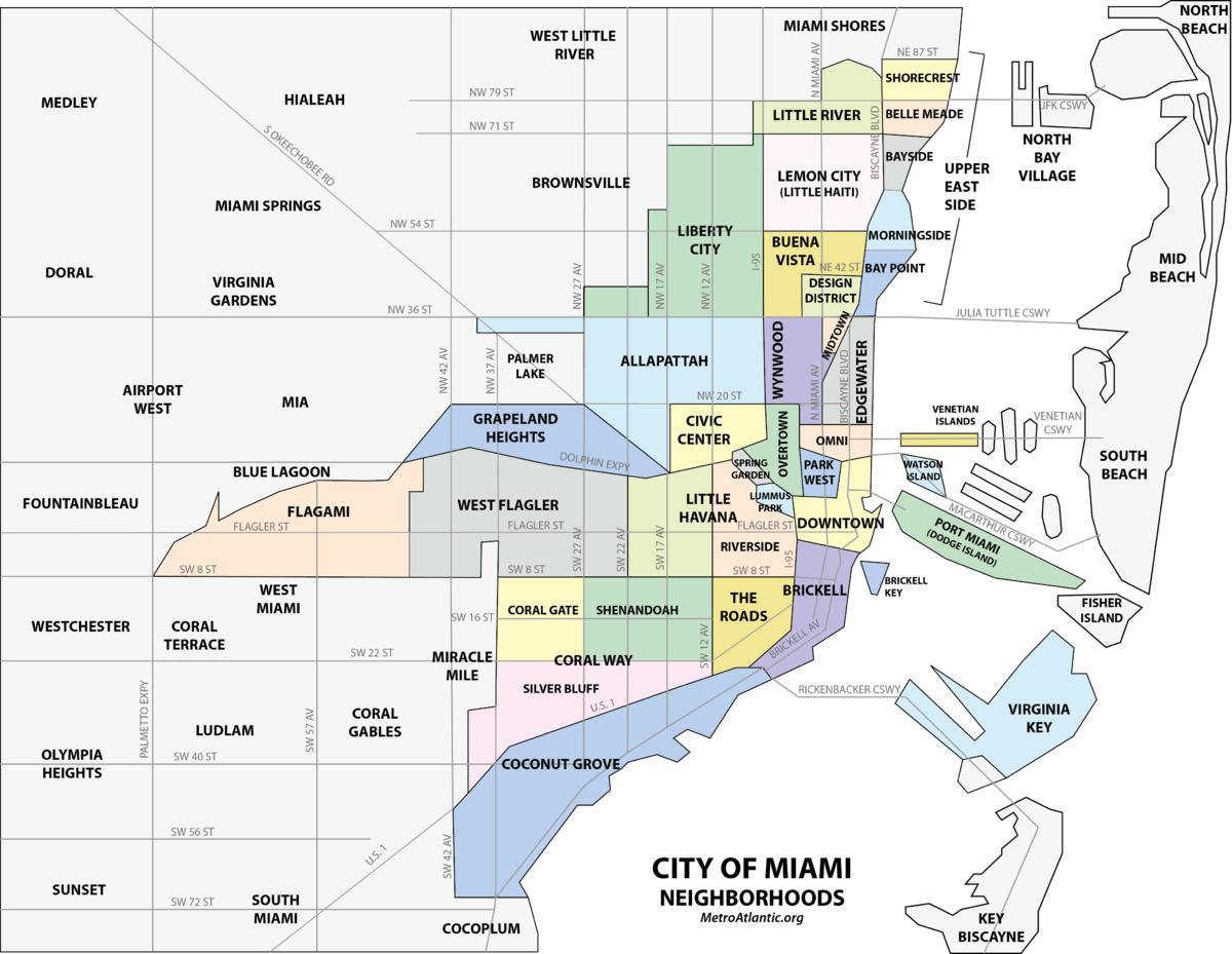 Plan des quartiers de Miami