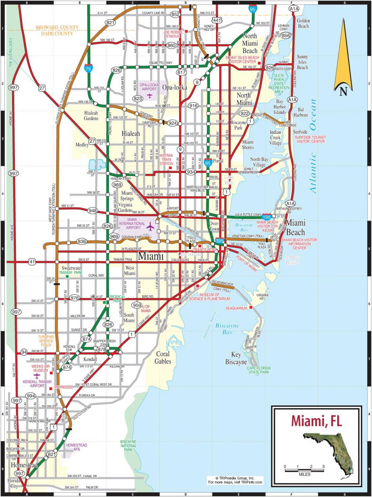 Plan des routes de Miami