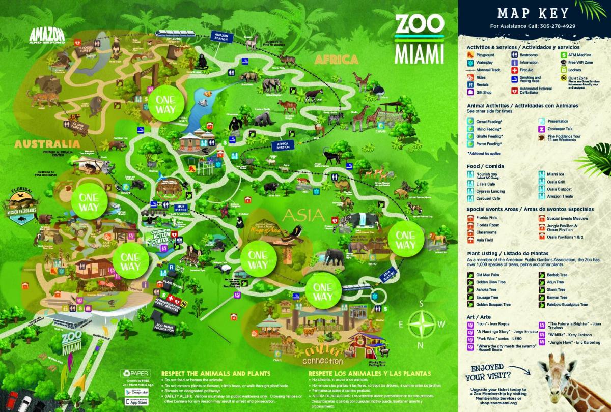 Plan du parc zoologique de Miami